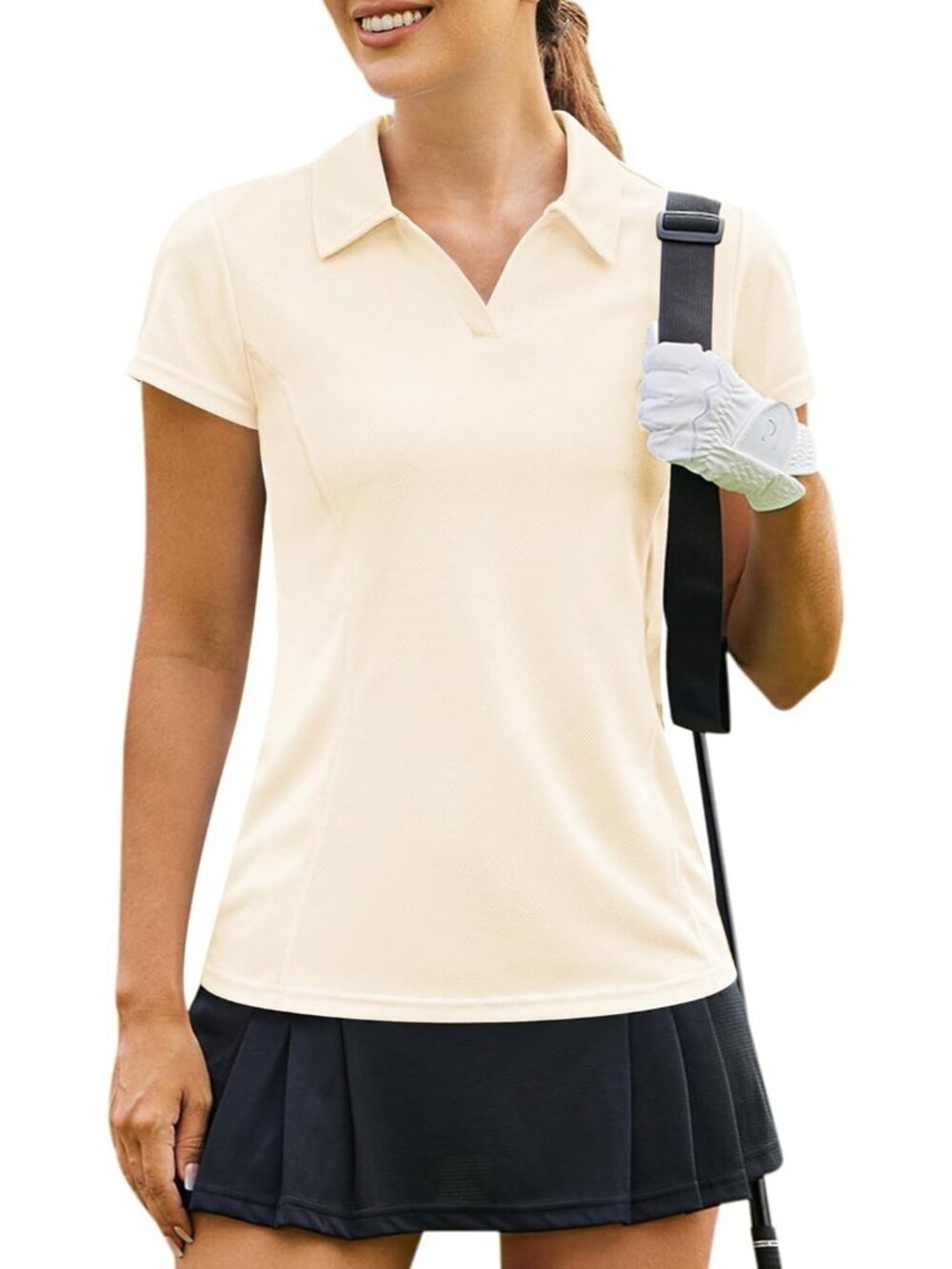 Womens Vanilla Ice Golf Shirt Short Sleeve Quick Dry V-Neck Tennis Tops Fit